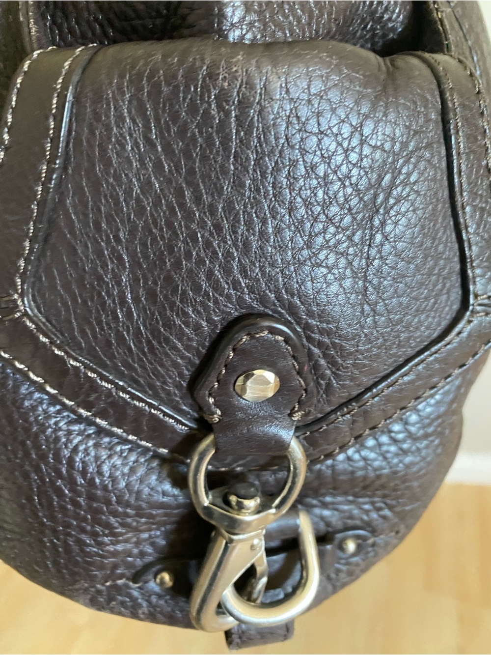 Cole Haan Dark Brown Pebbled Leather Shoulder Bag - Picture 4 of 10